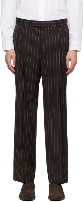 BOSS BOSS Brown Relaxed-Fit Virgin Wool Trousers