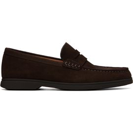 BOSS BOSS Brown Suede Logo Penny Trim Loafers
