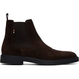 BOSS BOSS Brown Suede Signature Stitching Chelsea Boots