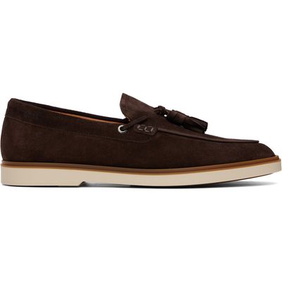 BOSS BOSS Brown Suede Tassel Trim Loafers