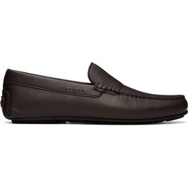 BOSS BOSS Brown Tumbled-Leather Driver Loafers