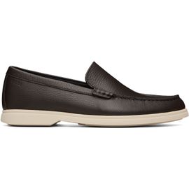 BOSS BOSS Brown Tumbled-Leather Logo Detail Loafers