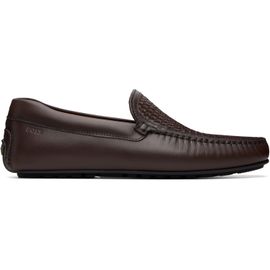 BOSS BOSS Brown Woven Vamp Leather Loafers