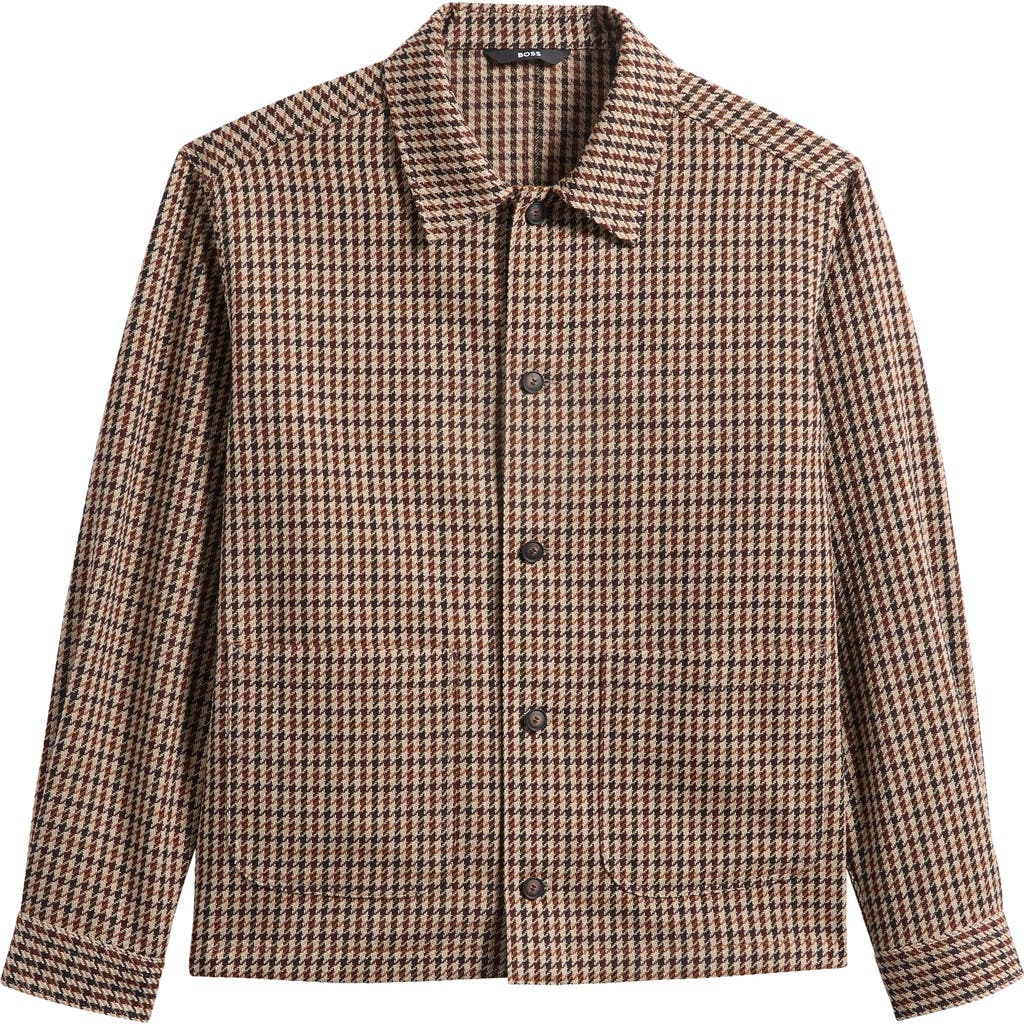 BOSS BOSS C-Carper Houndstooth Virgin Wool & Cotton Shirt Jacket