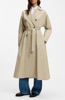 BOSS BOSS Calili Belted Water Repellent Cotton Blend Trench Coat 