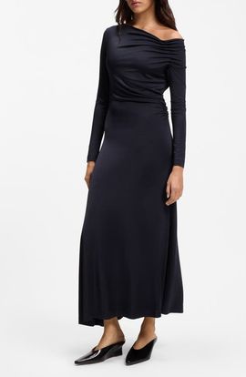 BOSS BOSS Ejoe Long Sleeved Asymmetric Neck Maxi Dress