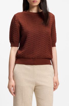BOSS BOSS Folearia Short Sleeve Cotton Sweater
