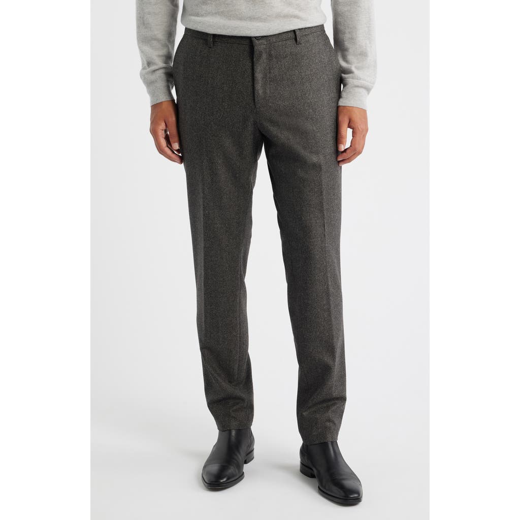 BOSS BOSS Genius Slim Fit Flat Front Microcheck Brushed Wool Dress Pants