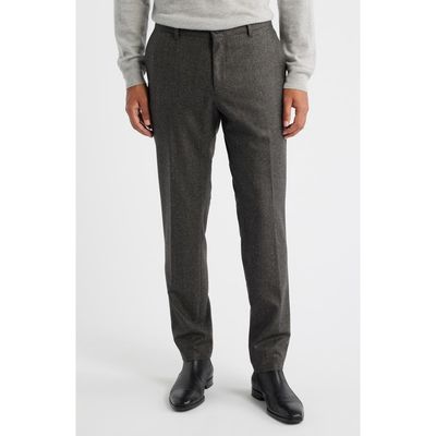 BOSS BOSS Genius Slim Fit Flat Front Microcheck Brushed Wool Dress Pants