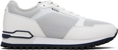 BOSS BOSS Gray & White Running-Inspired Sneakers