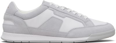 BOSS BOSS Gray & White Satin Low Sneakers