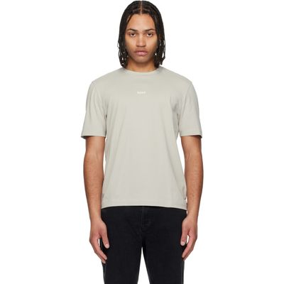 BOSS BOSS Gray Stretch-Cotton Contrast Logo T-shirt