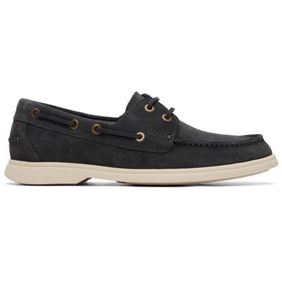 BOSS BOSS Gray Suede Lace-Detail Boat Shoes