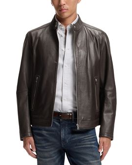 Boss Boss H-Mansell Stand Collar Zip Leather Jacket