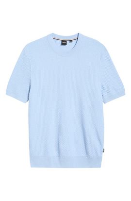 BOSS BOSS H-Nilton Short Sleeve Basket Weave Cotton Sweater