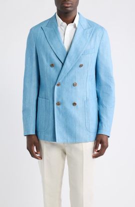 BOSS BOSS Hanry Double Breasted Cotton Denim Sport Coat