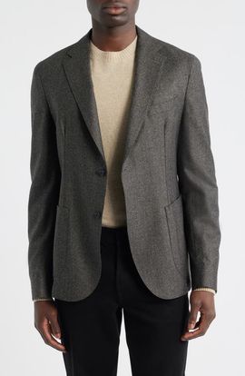 BOSS BOSS Hanry Slim Fit Brown Microcheck Virgin Wool Sport Coat