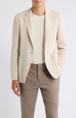 BOSS BOSS Hanry Slim Fit Houndstooth Check Knit Cotton Blend Sport Coat