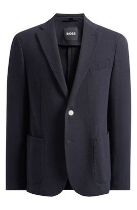 BOSS BOSS Hanry Slim Fit Navy Cotton Blend Piqué Blazer