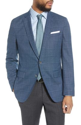 BOSS BOSS Hartlay Trim Fit Windowpane Wool Sport Coat