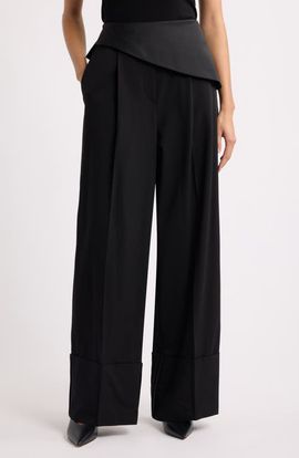 BOSS BOSS Henita Asymmetrical Waist Wide Leg Pants