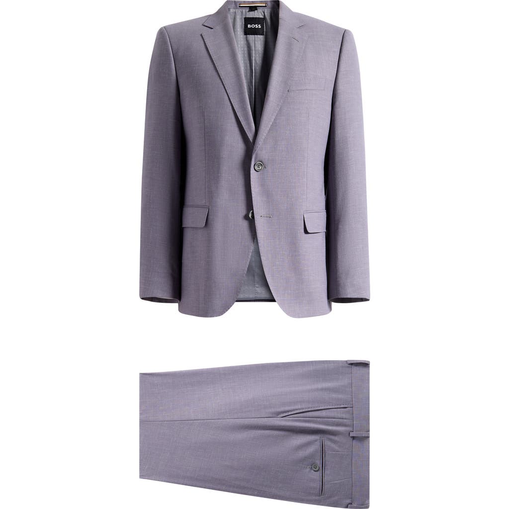 BOSS BOSS Huge Medium Purple Mélange Wool Suit 