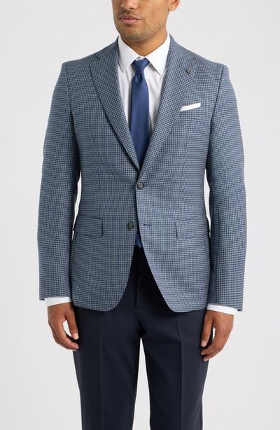 BOSS BOSS Hutson Slim Fit Dark Blue Microcheck Virgin Wool Sport Coat 