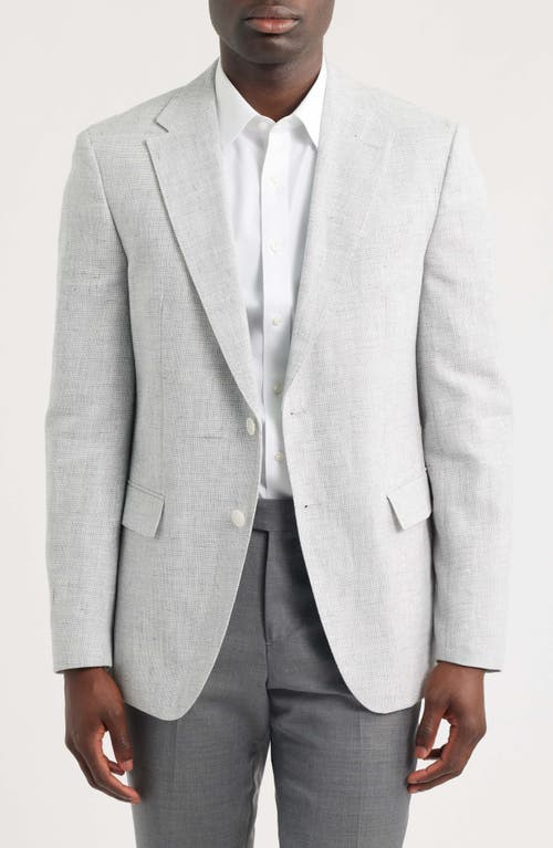 BOSS BOSS Hutson Slim Fit Grey Mélange Slub Linen & Cotton Blend Sport Coat
