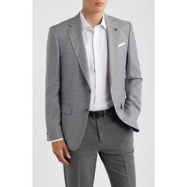 BOSS BOSS Hutson Slim Fit Grey Mélange Textured Virgin Wool Sport Coat