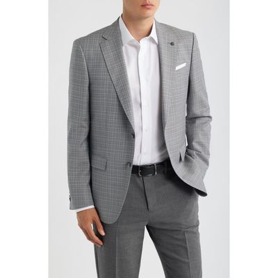 BOSS BOSS Hutson Slim Fit Grey Mélange Textured Virgin Wool Sport Coat
