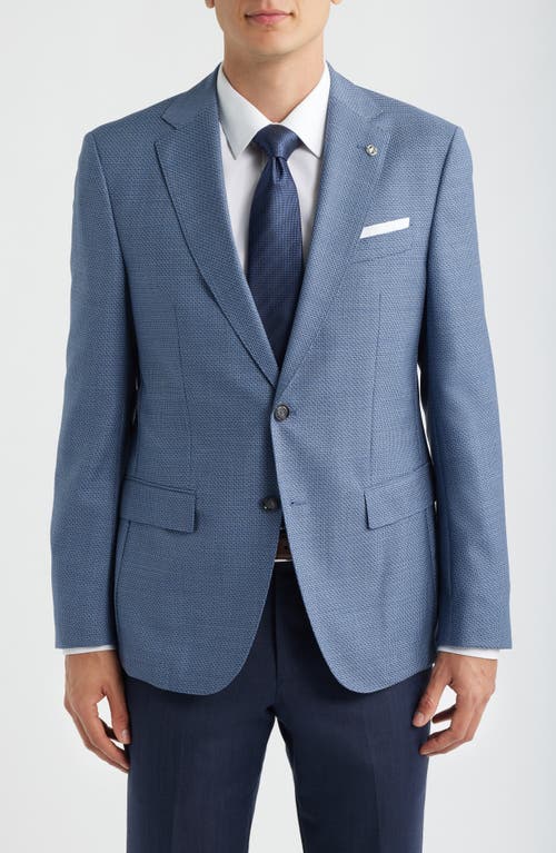 BOSS BOSS Hutson Slim Fit Medium Blue Textured Virgin Wool Sport Coat 