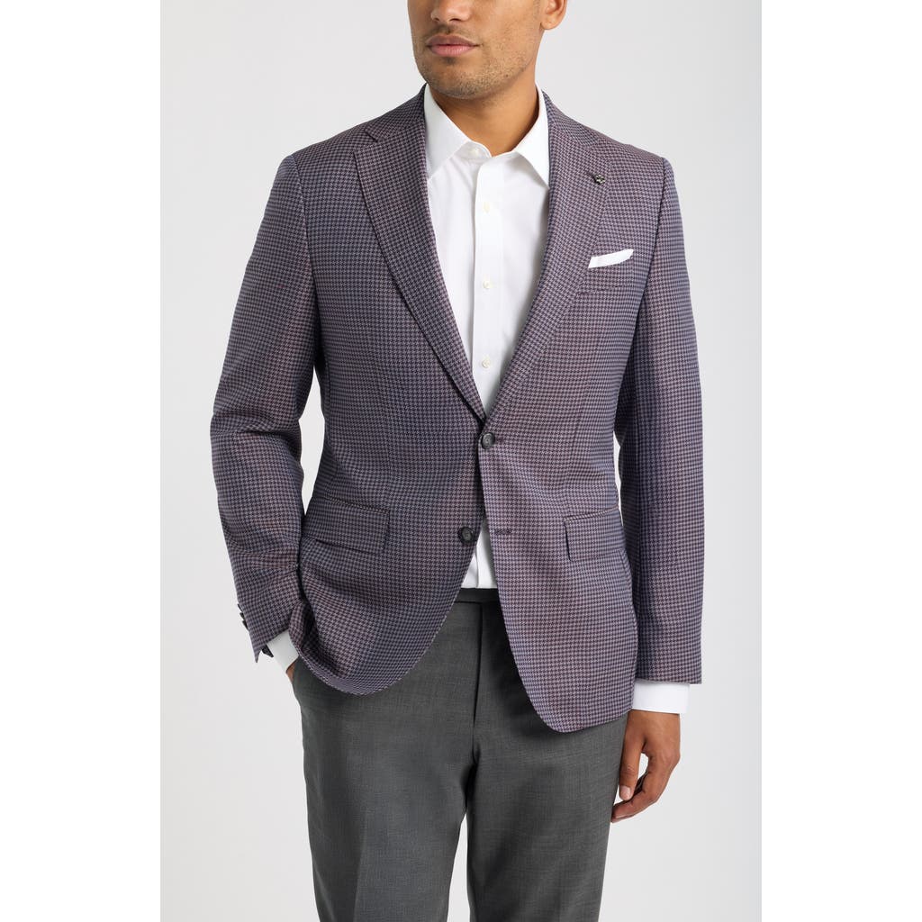 BOSS BOSS Hutson Slim Fit Purple Houndstooth Virgin Wool Sport Coat