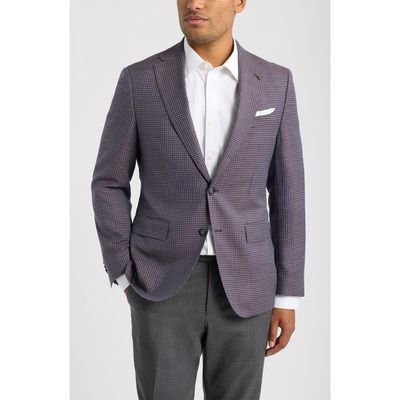 BOSS BOSS Hutson Slim Fit Purple Houndstooth Virgin Wool Sport Coat