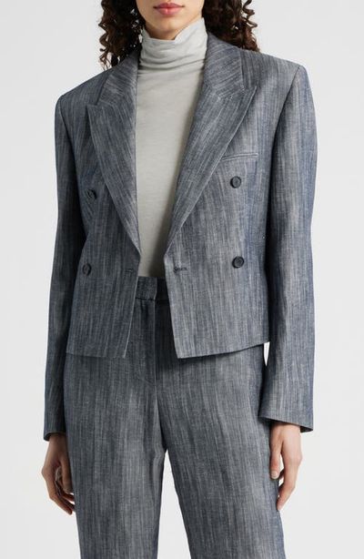 BOSS BOSS Jelsia Belted Sharkskin Twill Double Breasted Crop Blazer