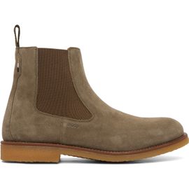 BOSS BOSS Khaki Suede Signature-Stripe Stitching Chelsea Boots