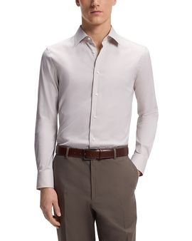 Boss Boss L-Hays Kent Collar Slim Fit Cotton Blend Shirt