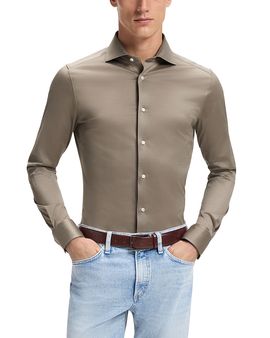 Boss Boss L-Hays Spread Collar Cotton Shirt