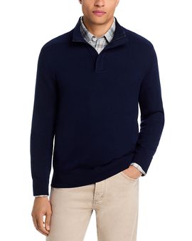 Boss Boss Liorman Wool & Cotton Zip Neck Sweater