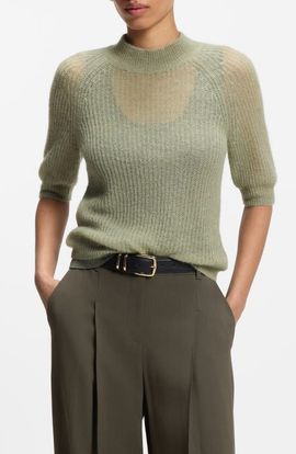 BOSS BOSS Mock Neck Alpaca Blend Top