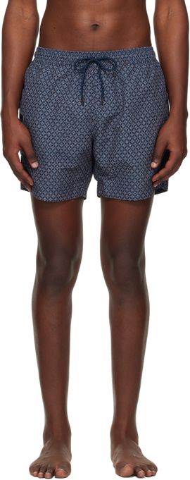 BOSS BOSS Navy & Orange Micro-Print Swim Shorts