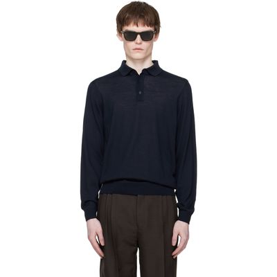 BOSS BOSS Navy Extrafine Merino Polo