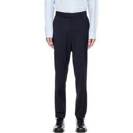 BOSS BOSS Navy Slim-Fit Micro-Patterned Stretch Wool Trousers