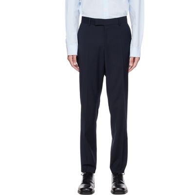 BOSS BOSS Navy Slim-Fit Micro-Patterned Stretch Wool Trousers