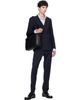 BOSS BOSS Navy Slim-Fit Micro-Patterned Stretch Wool Trousers - 4