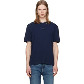 BOSS BOSS Navy Stretch-Cotton Contrast Logo T-shirt