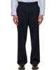 BOSS BOSS Navy Tapered-Fit Melange Virgin Wool Trousers - 1