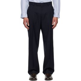 BOSS BOSS Navy Tapered-Fit Melange Virgin Wool Trousers