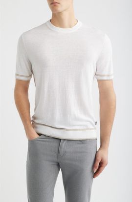 BOSS BOSS Norbertino Cotton Short Sleeve Tipped Sweater
