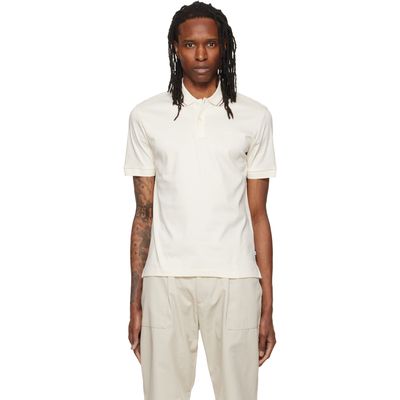 BOSS BOSS Off-White Striped Collar Slim-Fit Cotton Polo