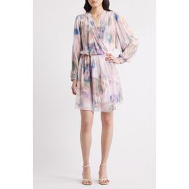 BOSS BOSS Print Long Sleeve Faux Wrap Dress